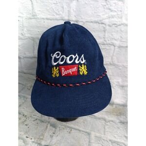 Coors Banquet Navy Blue Corduroy Rope Snapback Hat Cap Beer Logo #8